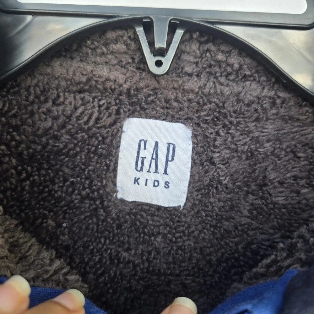 GAP Kids Youth Boys Small 6-7 Blue Full Zip Arch Logo Fleece Hoodie Sweatshirt‎